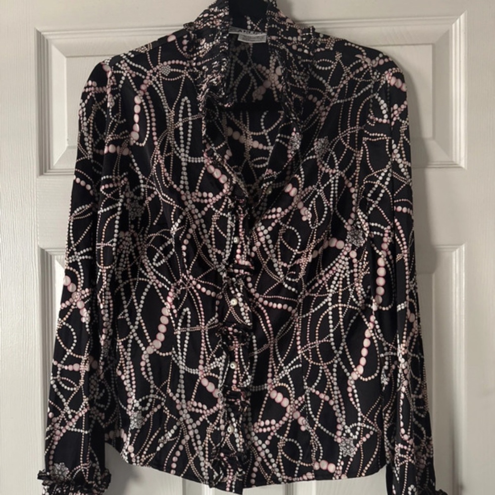 Pink/White Pearl Print Blouse *Vintage*